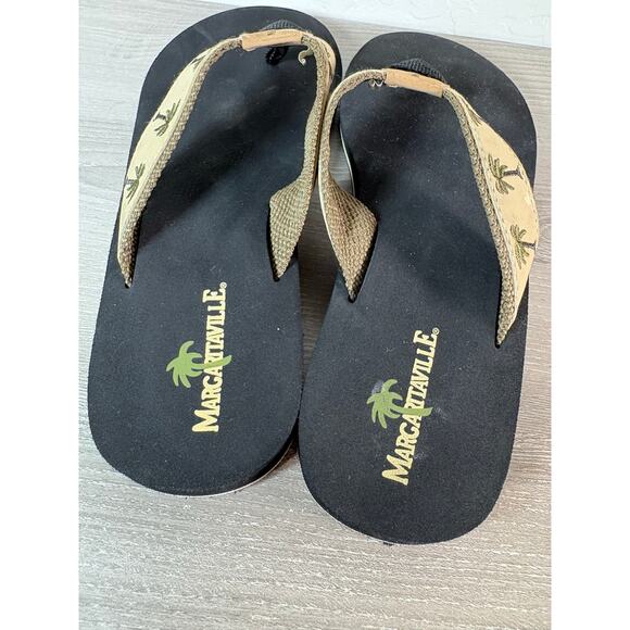Margaritaville Flip Flops Women 8 Green Cushioned Thong Sandal Breezy Palm Trees - Picture 5 of 7